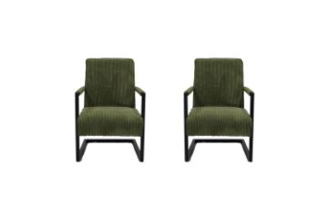 Picture of PARAMOUNT Corduroy Fabric Arm Chair (Green) - 2 Chairs in 1 Carton