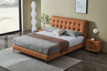Picture of   [FLOOR MODEL CLEARANCE] AUGUSTA Genuine Leather Bed Frame (Brown) 