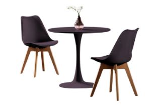 Picture of  TULIP Dining Set (Black) - 80cm Table with 2 Chairs