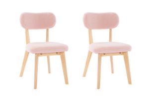 Picture of TALIA Teddy Fabric Dining Chair (Pink) - 2 Chairs in 1 Carton