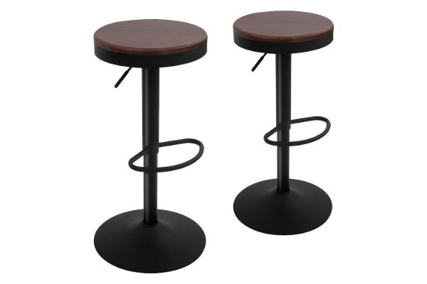 Picture of MASON Adjustable Swivel Gas Lift Bar Stool (Walnut) - 2 Stools in 1 Carton
