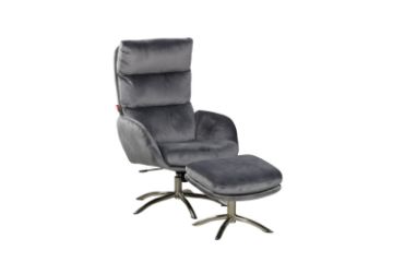 Picture of SVEN Velvet Lounge Chair  With Ottoman (Dark Grey)