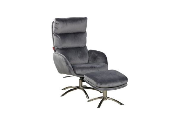 Picture of SVEN Velvet Lounge Chair  With Ottoman (Dark Grey)