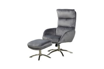Picture of SVEN Velvet Lounge Chair  With Ottoman (Dark Grey)