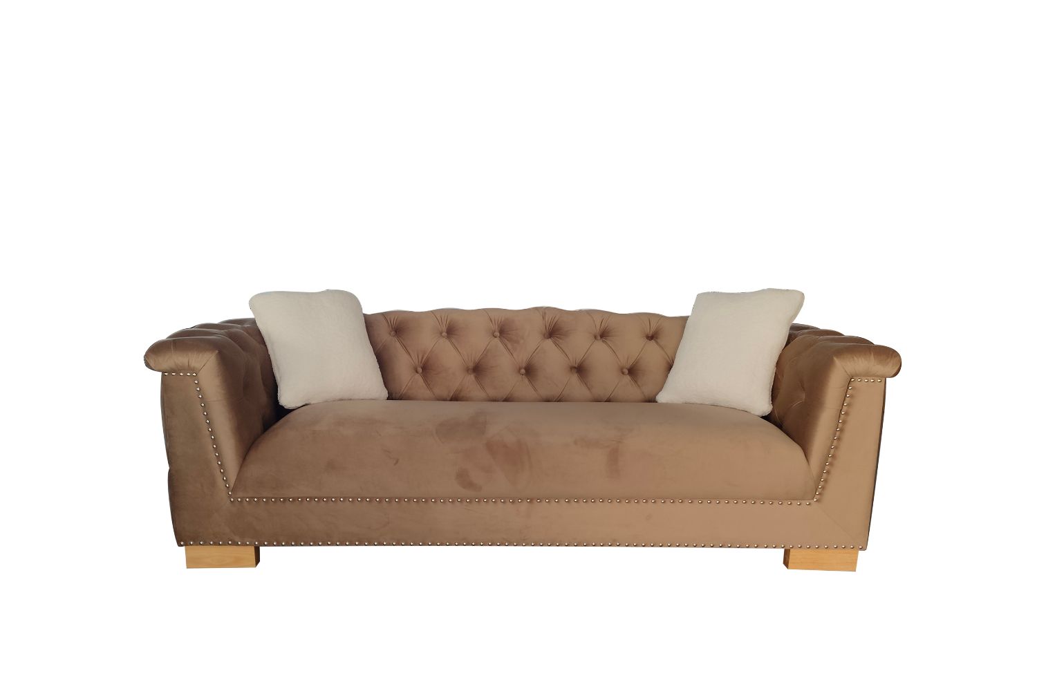 MALMO 3/2/1 Seater Velvet Sofa Range with Pillows (Brown)