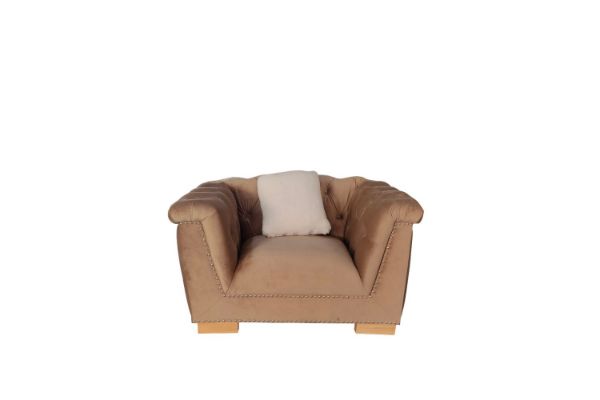 Picture of MALMO Velvet Sofa Range with Pillows (Brown) - 1 Seater