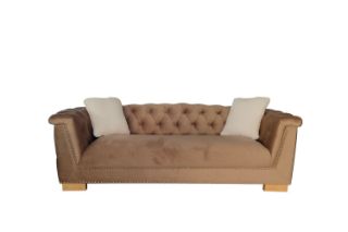 Picture of MALMO Velvet Sofa Range with Pillows (Brown) - 3 Seater