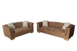Picture of MALMO Velvet Sofa Range with Pillows (Cream) - 3+2 Sofa Set