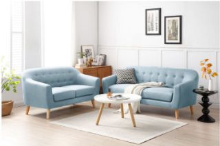 Picture of BRACKE Fabric Sofa Range (Lake Blue) - 3+2 Sofa Set