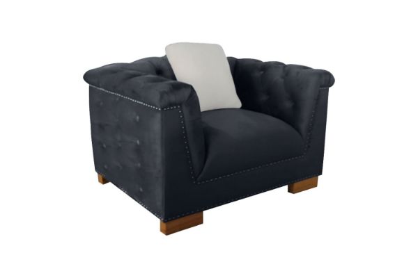 Picture of MALMO Velvet Sofa Range with Pillows (Black) - 1 Seater