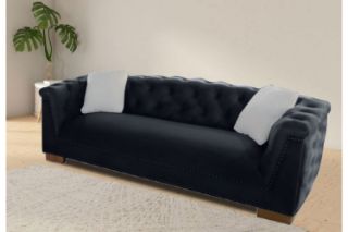 Picture of MALMO Velvet Sofa Range with Pillows (Black) - 3 Seater