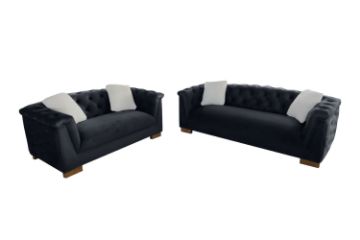 Picture of MALMO Velvet Sofa Range with Pillows (Black) - 3+2 Sofa Set