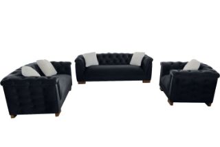 Picture of MALMO Velvet Sofa Range with Pillows (Black) - 3+2+1 Sofa Set