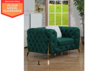 Picture of (FLOOR MODEL CLEARANCE) MANCHESTER 1-Seater Chesterfield Velvet Sofa (Green)
