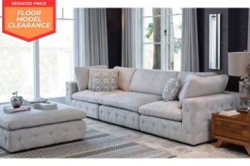 Picture of (FLOOR MODEL CLEARANCE) SUSSEX Memory Foam 4 Seat Extra Large Sofa with Ottoman (Light Grey) 