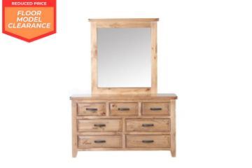 Picture of (FLOOR MODEL CLEARANCE) FRANCO 7-Drawer Dressing Table and Mirror (Solid NZ Pine)