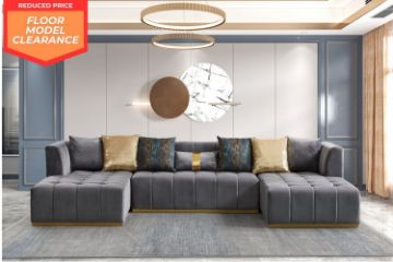 Picture of [FLOOR MODEL CLEARANCE] HALOTINE U-Shaped Velvet Sectional Sofa (Grey)