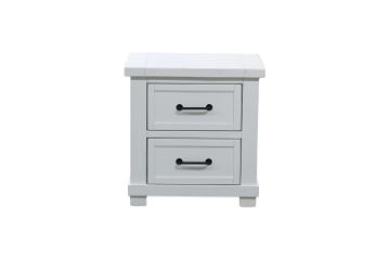 Picture of PURELAND Solid Pine Wood 2-Drawer Bedside Table (White)