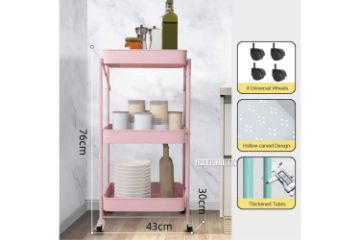 Picture of KRISTINA Foldable 3 Tier Wheel Trolley - Pink