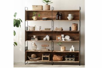 Picture of ELMORE Reclaimed Pine Wood Large Iron Shelf (190x181cm)