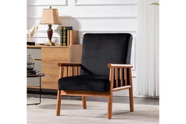 Picture of [FLOOR MODEL CLEARANCE] BARNHOUSE Velvet Armchair (Black)