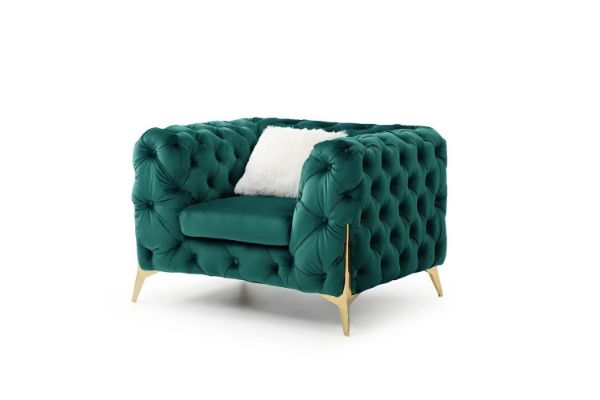 Picture of (FLOOR MODEL CLEARANCE) VIGO 1-Seater Chesterfield Velvet Sofa (Emerald Green)