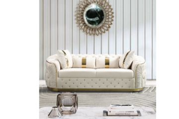 Picture of (FLOOR MODEL CLEARANCE) PIEDMONT Chesterfield Velvet Sofa Range (Beige) - 3 Seater