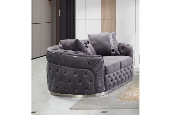 Picture of (FLOOR MODEL CLEARANCE) PIEDMONT 2-Seater Chesterfield Velvet Sofa Range (Grey)