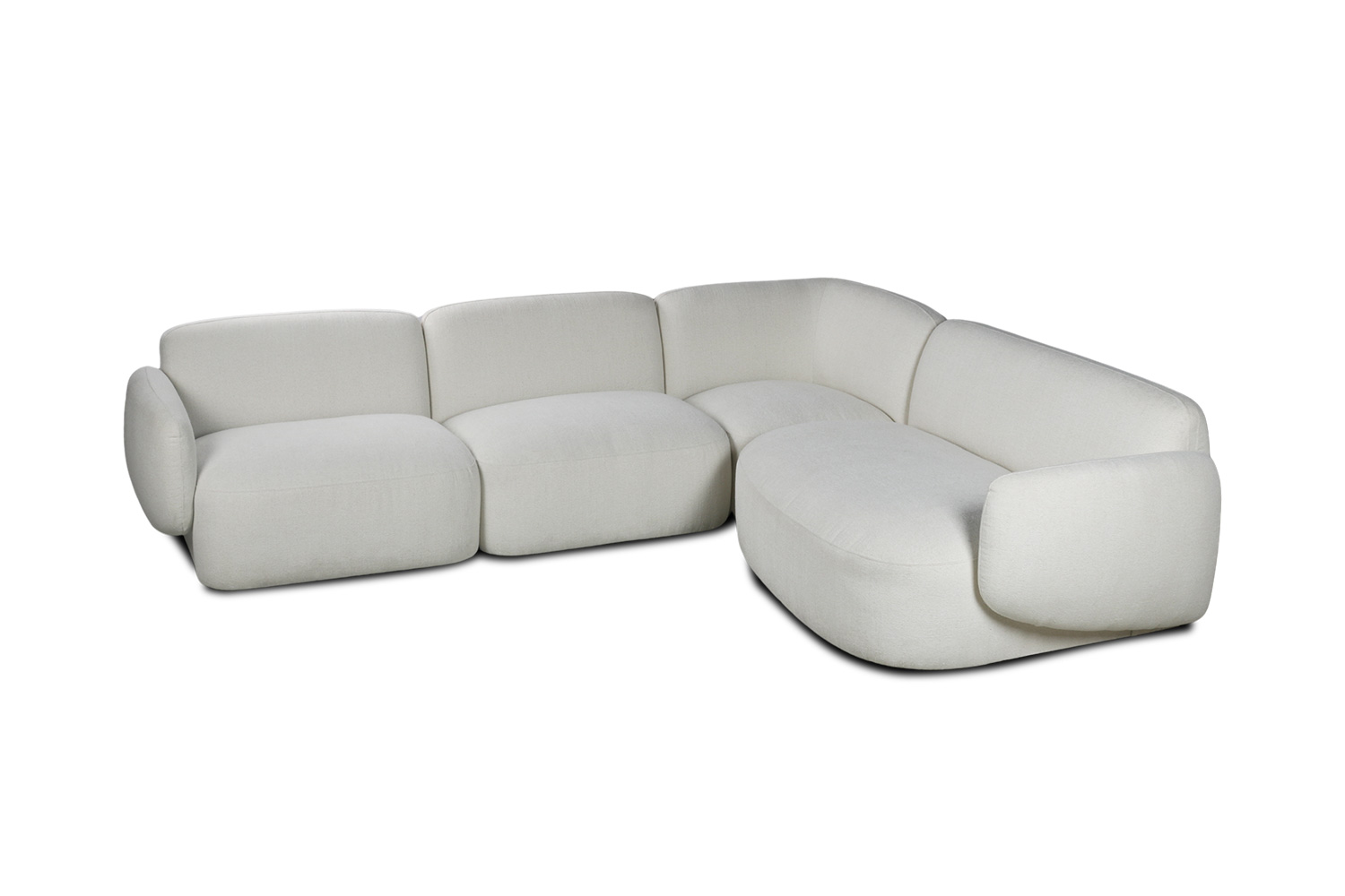 SUMMIT Fabric Modular Corner Sofa (White) - Chaise Seat with Right Hand ...