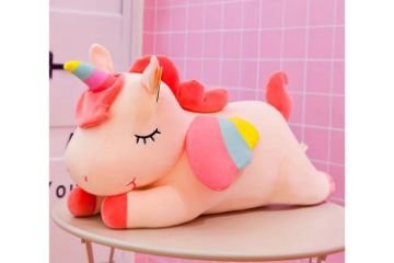 Picture of CUTE RAINBOW Big/Small with Winged Unicorn Plush Toy Cushion (Pink/White/Green)