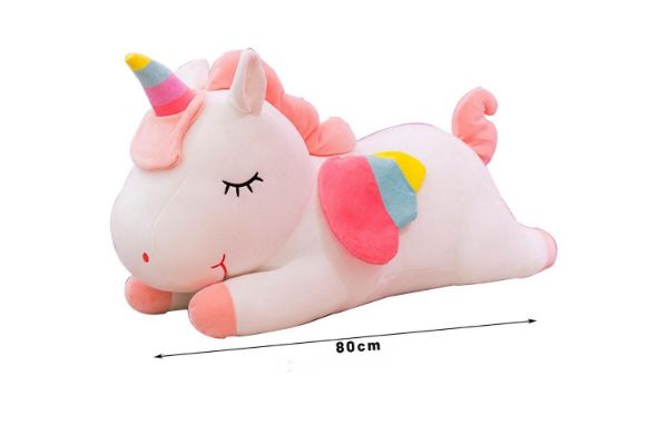 Picture of CUTE RAINBOW with Winged Unicorn Cushion (White) - 80cm