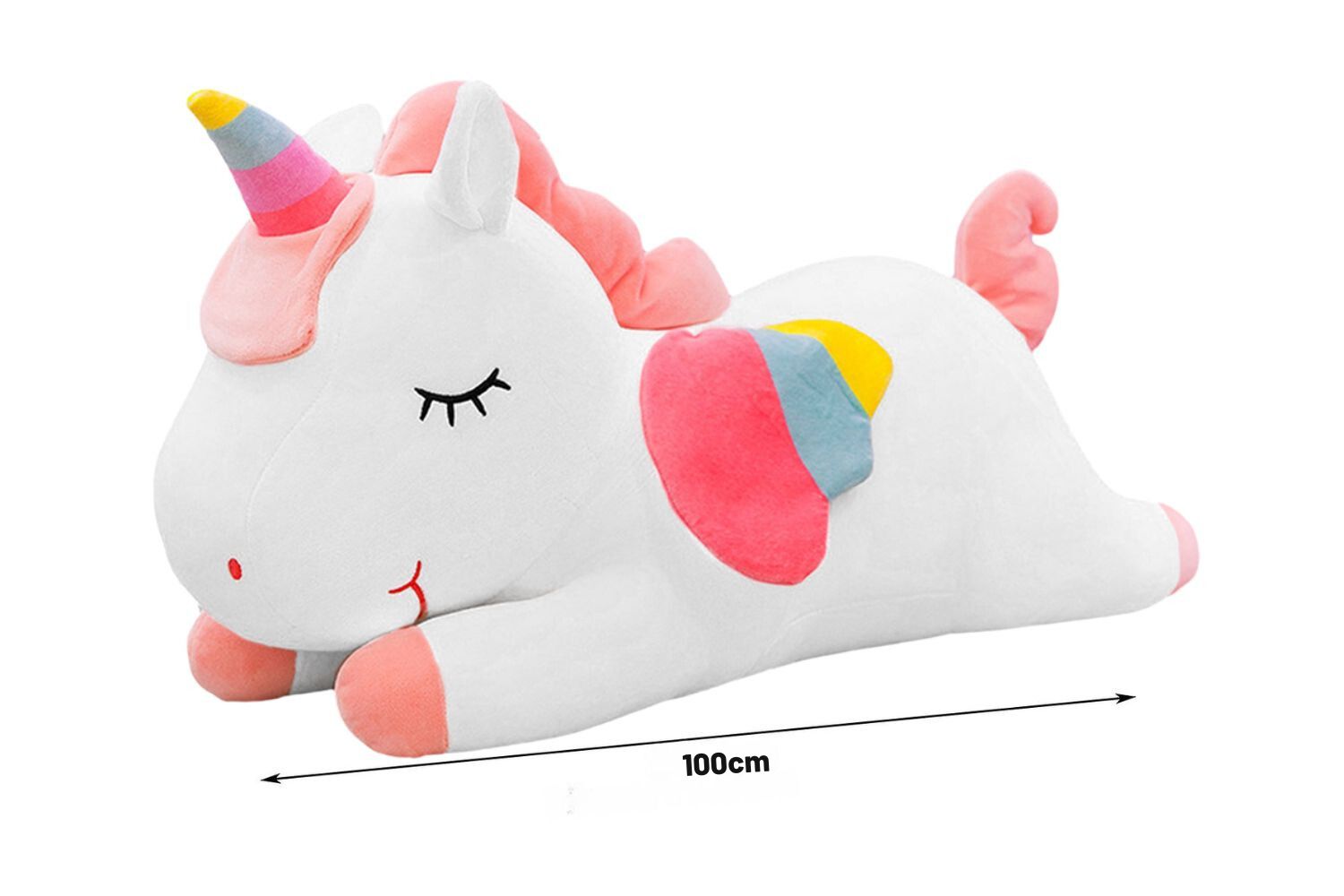 CUTE RAINBOW Big/Small with Winged Unicorn Cushion (Pink/White/Green)