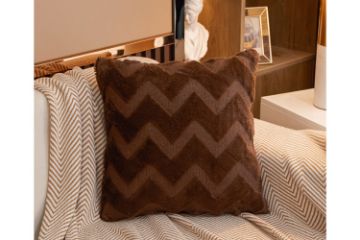 Picture of FLUFFY Embroidery Pillow Cushion with Inner Assorted (45cmx45cm) -  Chocolate