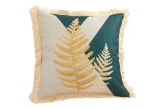 Picture of GOLDEN Leaf Fringe Trim Cushions with Inner (45cmx45cm) - Fern Leaves (1928)