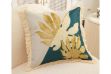 Picture of GOLDEN Leaf Fringe Trim Cushions with Inner (45x45cm) - Monstera Leaves (1929)