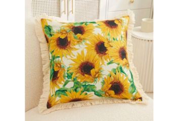 Picture of GOLDEN Sunflower Fringe Trim Cushion with Inner - 2759