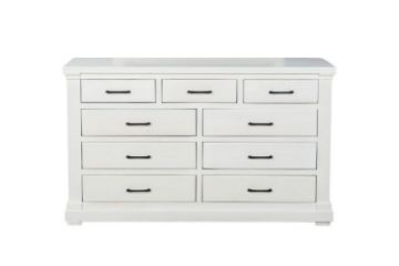 Picture of (FLOOR MODEL CLEARANCE) BICTON 9 DRW Dressing Table with Mirror (White) - Dressing Table