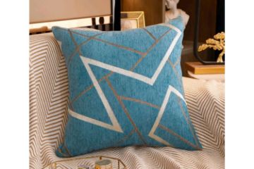 Picture of COLOR STRIPED Chenille Cushion with Inner - Light Blue