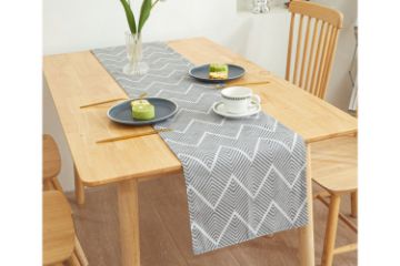 Picture of SINGLE-SIDED Printed Table Runner/Bed Runner (Grey Stripes)