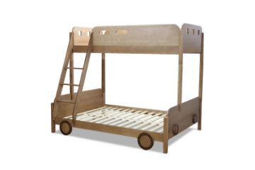 Picture of CARRIAGE Solid Pine Wood Single Over Double Bunk Bed (Natural)