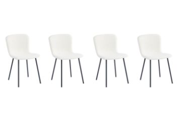 Picture of 【Pack of 4】BAEKELAND Teddy Fabric Dining Chair (White)