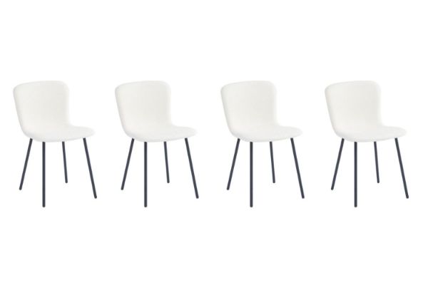 Picture of 【Pack of 4】BAEKELAND Teddy Fabric Dining Chair (White)