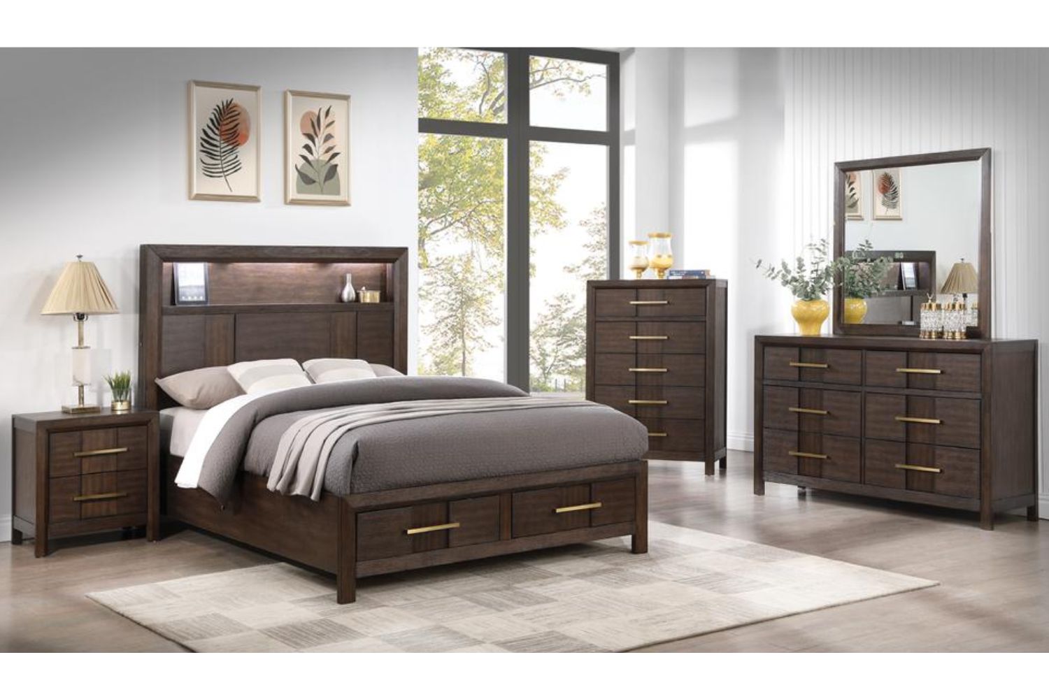 HOPKINS 4PC/5PC/6PC Bedroom Combo Set in Queen Size