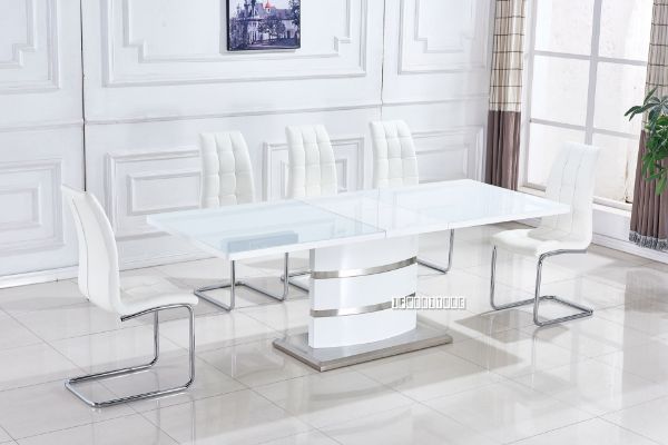 Picture of (FLOOR MODEL CLEARANCE) OUTRIDER 1.4M-1.8M Extendable Dining Table (White Gloss)