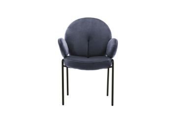 Picture of OLA Velvet Dining Armchair with Black Legs (Dark Grey)