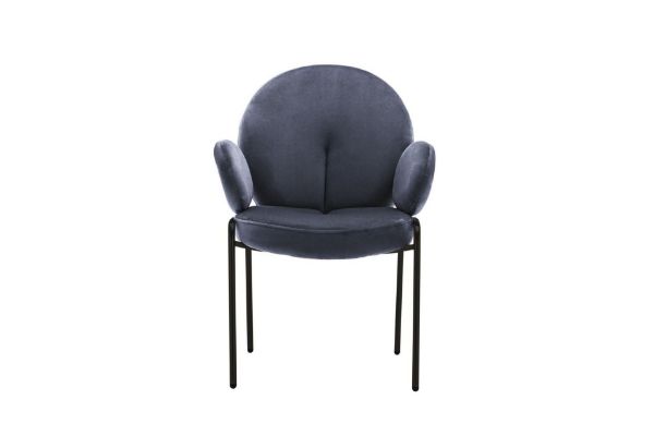 Picture of OLA Velvet Dining Armchair with Black Legs (Dark Grey)