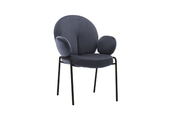 Picture of OLA Velvet Armchair with Black Legs (Dark Grey) - Each