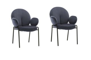 Picture of OLA Velvet Armchair with Black Legs (Dark Grey) - 2 Chairs in 1 Carton 