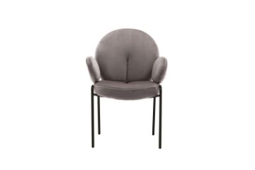 Picture of OLA Velvet Dining Armchair with Black Legs (Brown)