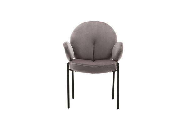 Picture of OLA Velvet Dining Armchair with Black Legs (Brown)